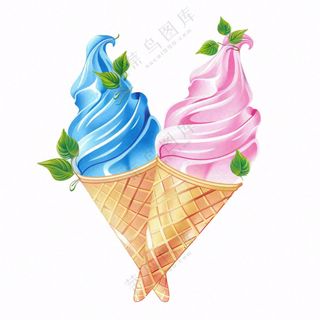 夏日冰淇淋冰凉卡通插画免抠