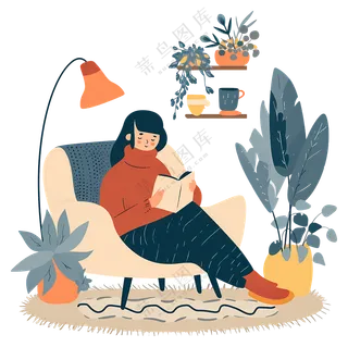 女人在舒适的环境中读书