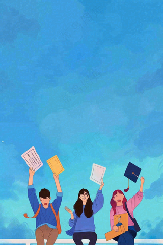 学生毕业季考试青春插画背景