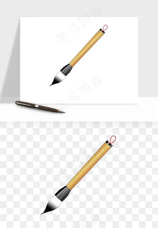 中式砚台毛笔书法png免抠