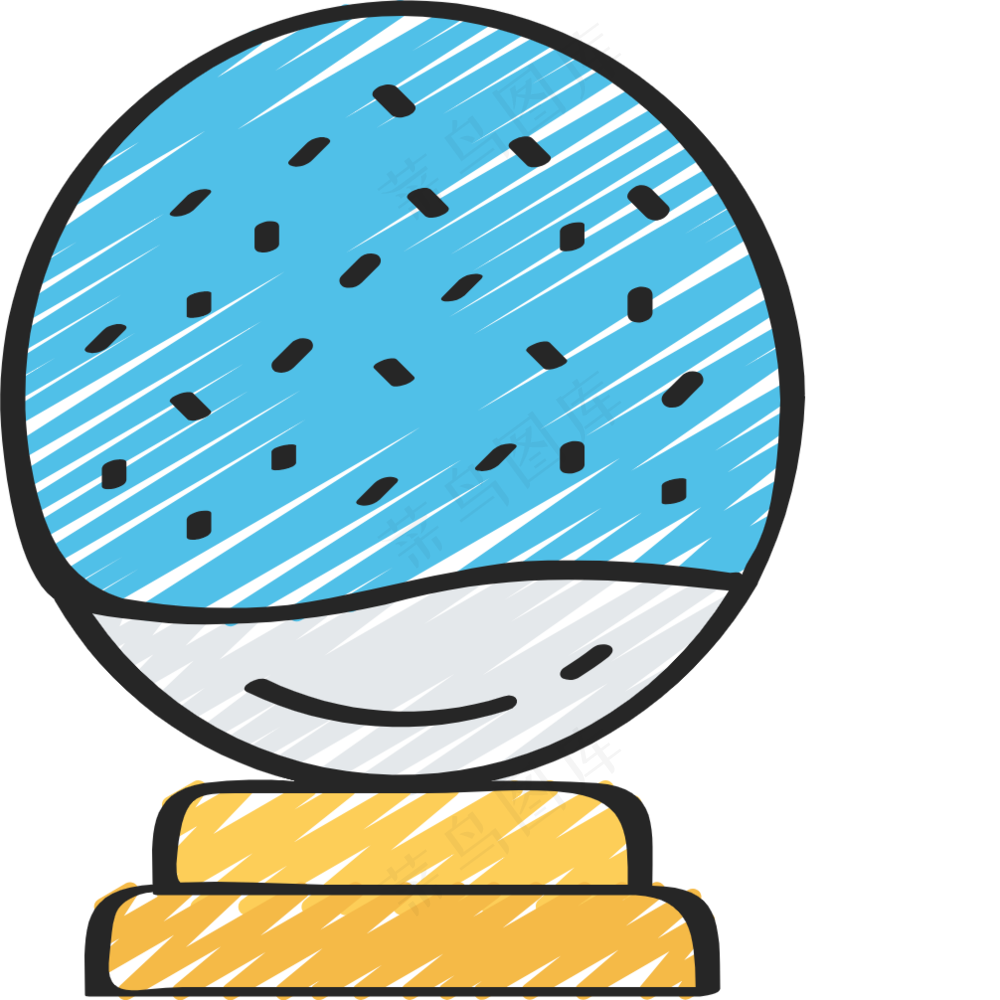 雪景水晶球 铅笔手绘图标icon