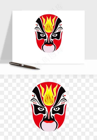 手绘戏剧脸谱卡通面具png免抠