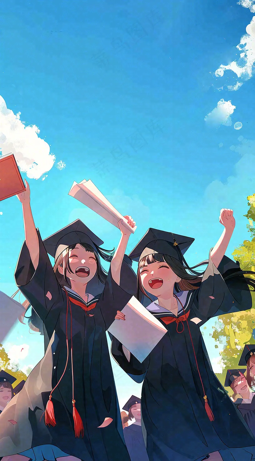 学生毕业季考试青春插画背景