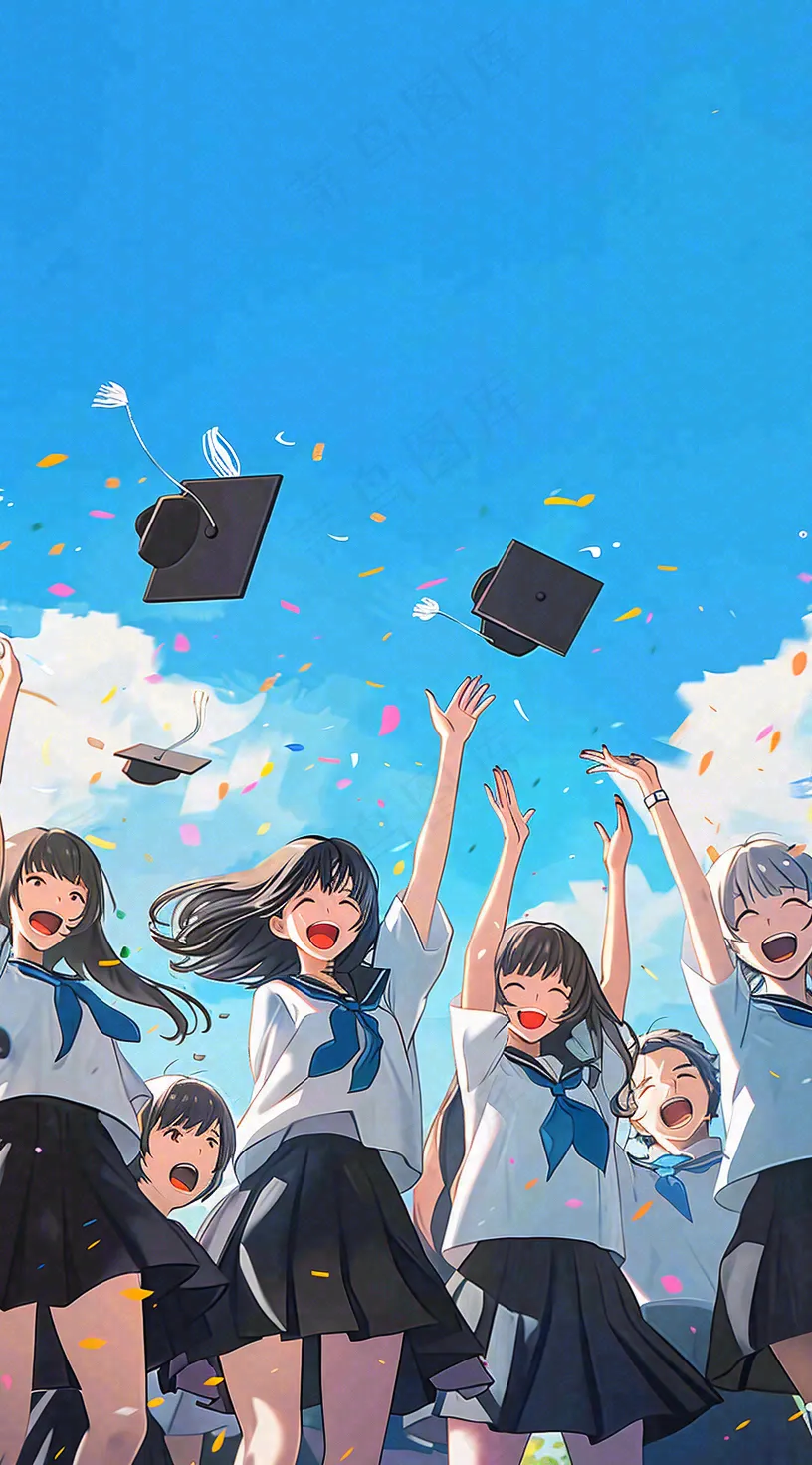 学生毕业季考试青春插画背景