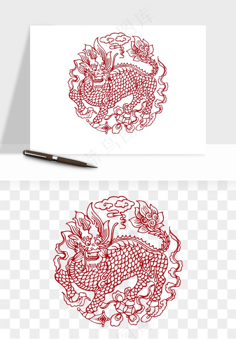 传统窗花剪纸图案png免抠