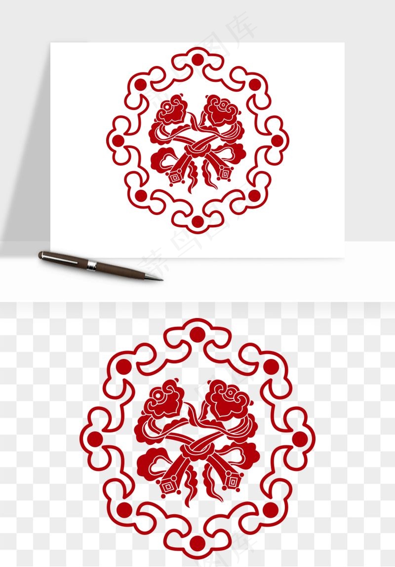 传统窗花剪纸图案png免抠