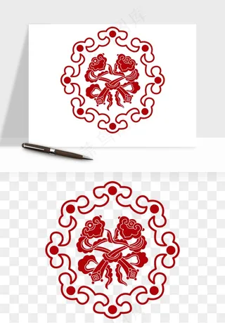 传统窗花剪纸图案png免抠