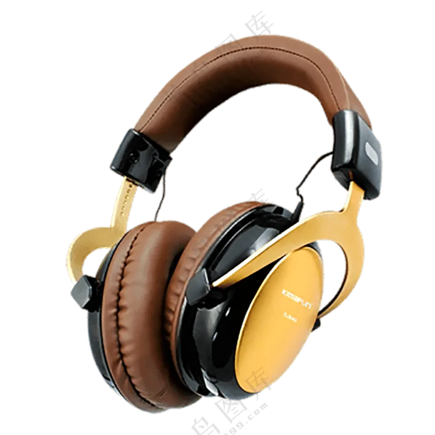 暖黄色头戴式耳机免扣图
