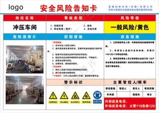 冲压车间安全风险告知卡