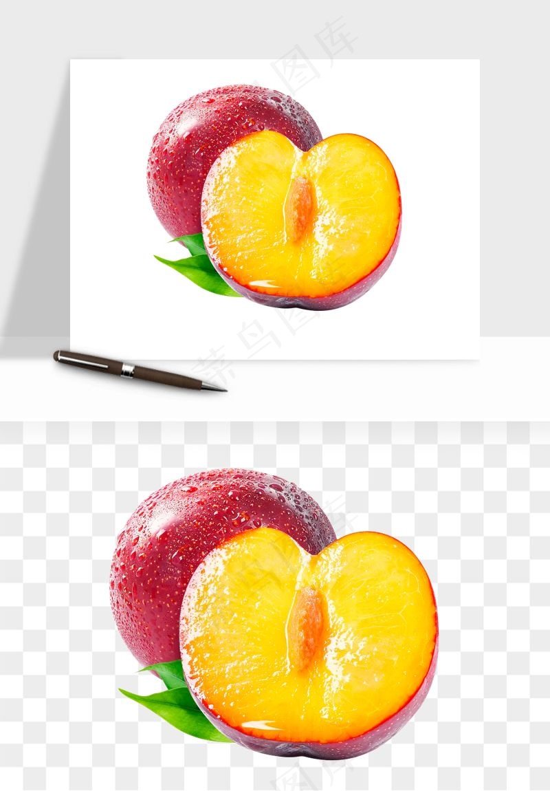 桃子油桃黄桃水果png免抠