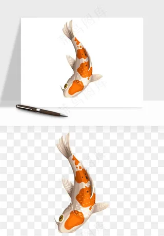 锦鲤鱼手绘水墨png免抠