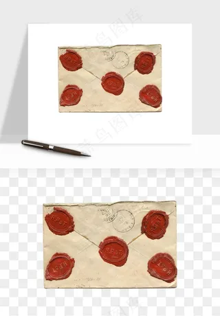 复古明信片信封png免抠