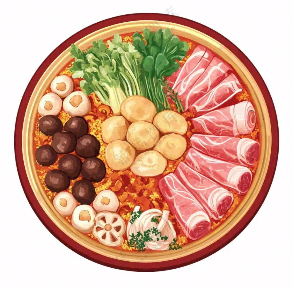 麻辣烫火锅烫菜美食插画免抠