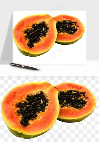 木瓜水果png免抠