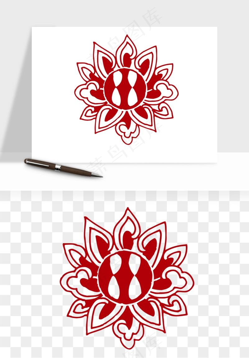 传统窗花剪纸图案png免抠