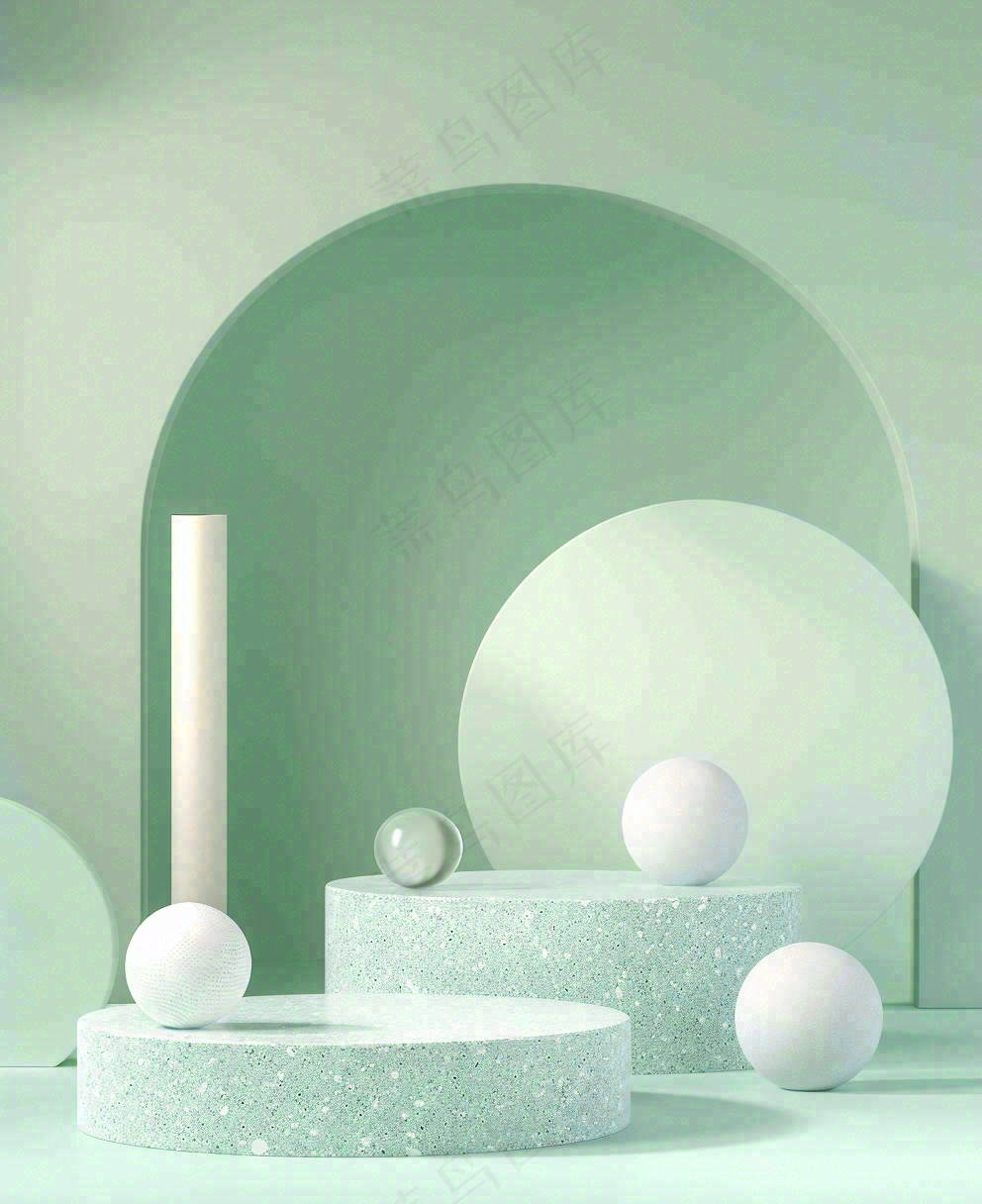 美妆护肤3d展台清新背景