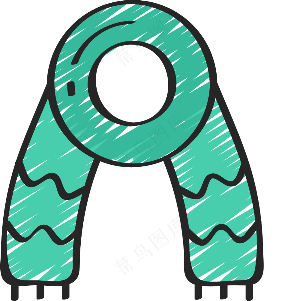 绿色羊毛围巾 铅笔手绘图标icon