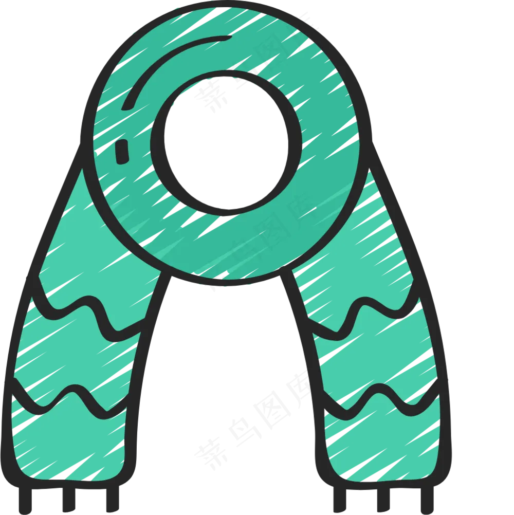 绿色羊毛围巾 铅笔手绘图标icon