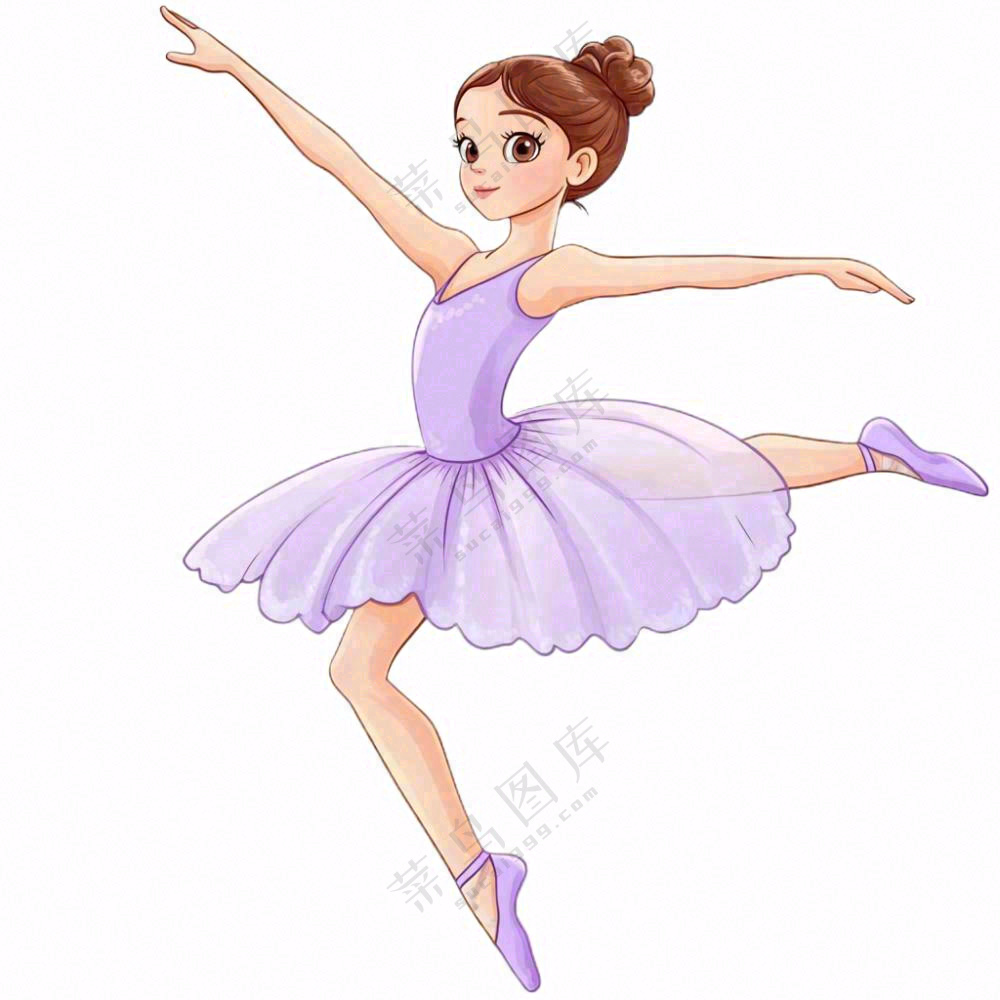 芭蕾舞舞蹈少女剪影卡通插画免抠