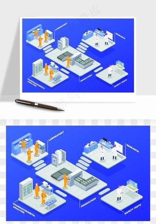 立体2.5D公司人物办公场景矢量png免抠