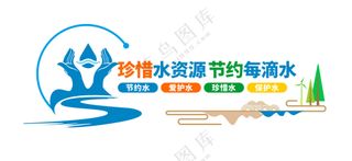 矢量节约用水形象墙