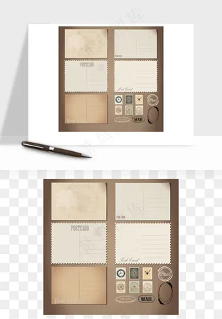 明信片信封邮票矢量