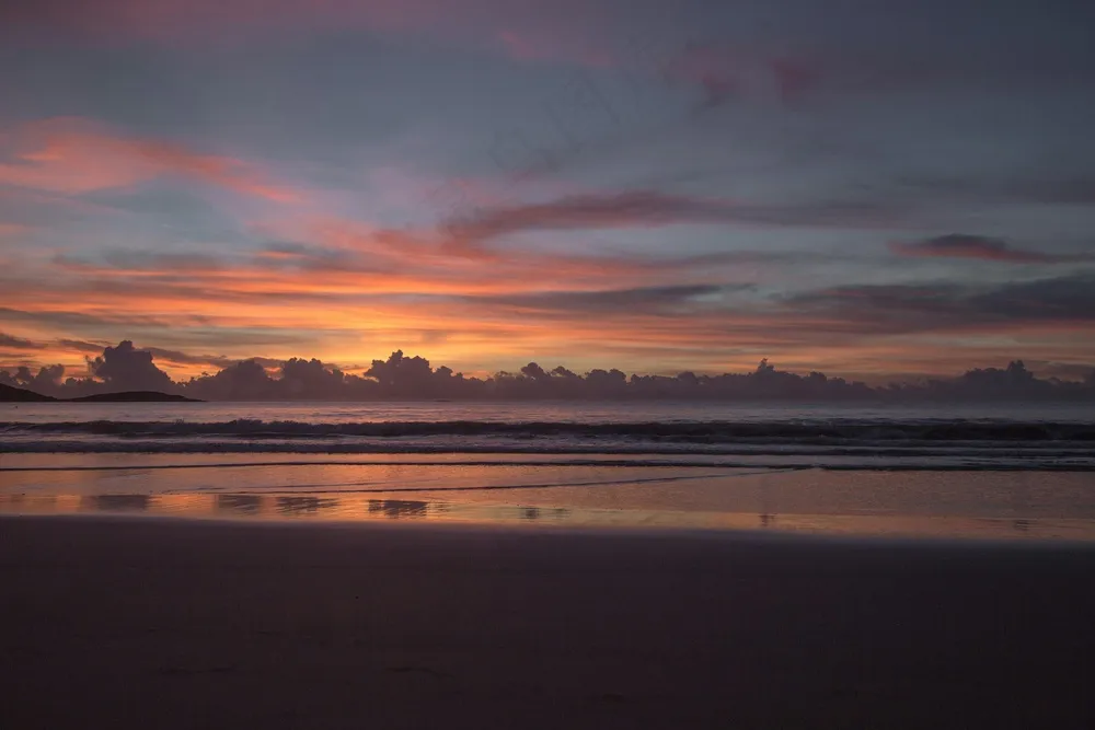 日落海滩宁静景·梦幻自然·粉紫蓝灰·观赏珍藏