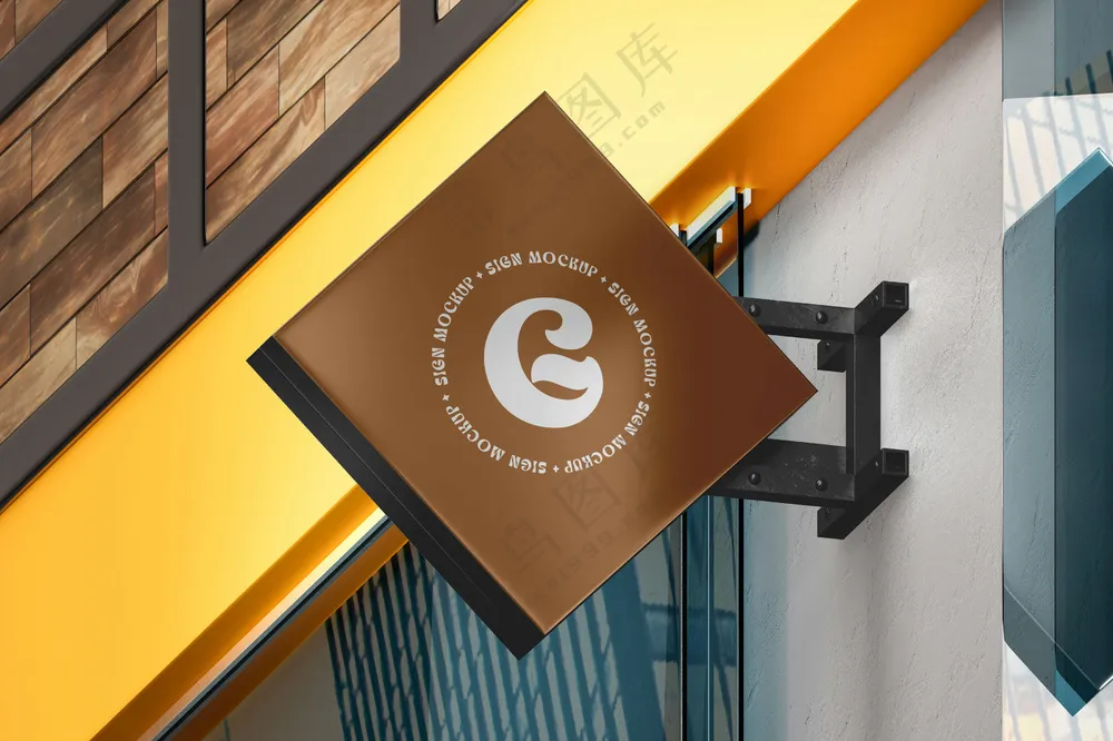 咖啡奶茶店侧招灯箱logo招牌样机PS模板06