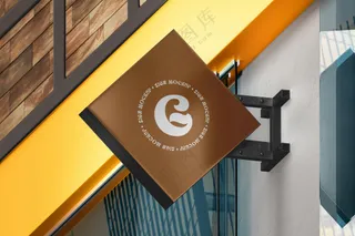 咖啡奶茶店侧招灯箱logo招牌样机PS模板06