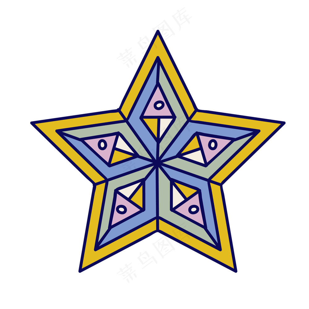 紫色圣诞星星 民族风装饰小元素