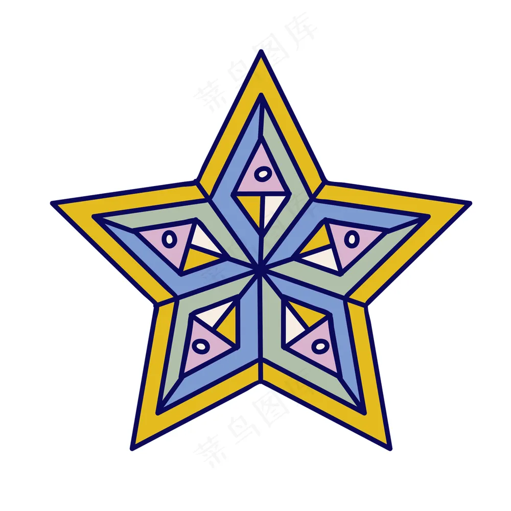 紫色圣诞星星 民族风装饰小元素