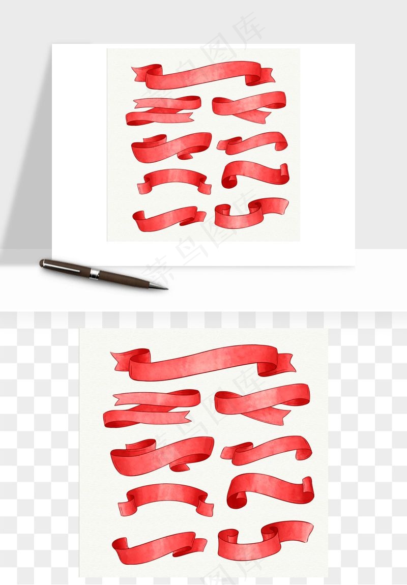 蝴蝶结丝带彩带矢量png免抠