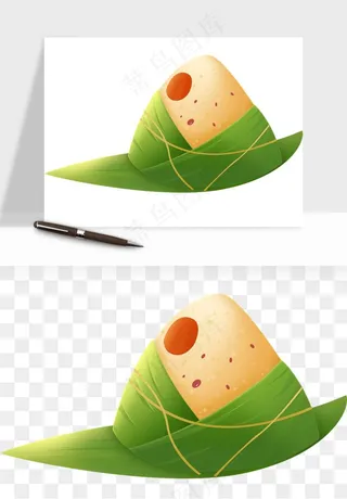 国潮粽子手绘肉粽png免抠