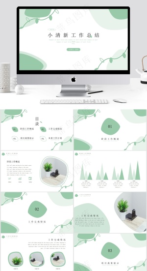 简约风小清新工作总结PPT预览图