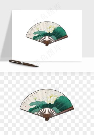 古风扇子元素png免抠