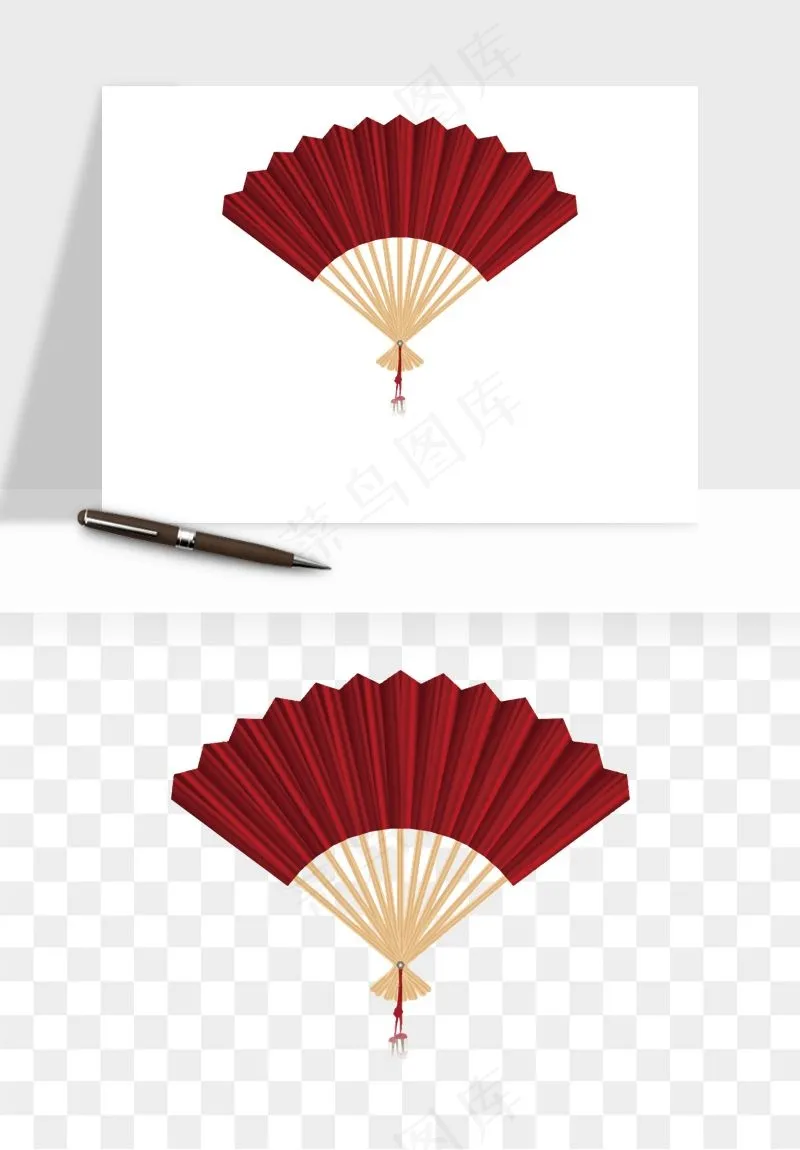 古风扇子元素png免抠