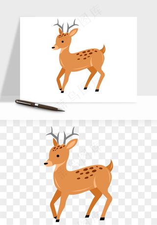 手绘梅花鹿小鹿麋鹿png免抠