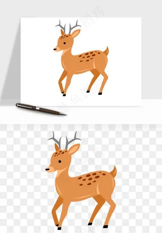手绘梅花鹿小鹿麋鹿png免抠