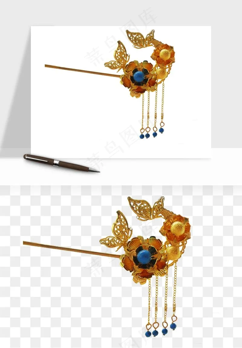 古风发簪头饰配饰png免抠