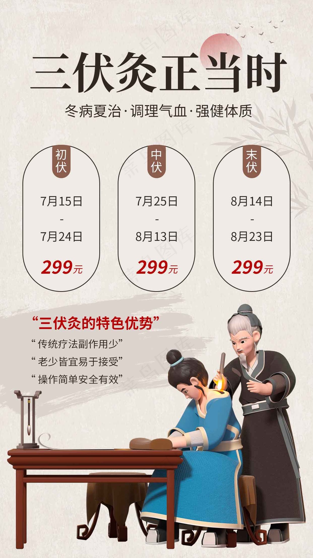 三伏天养生公益活动宣传海报展板