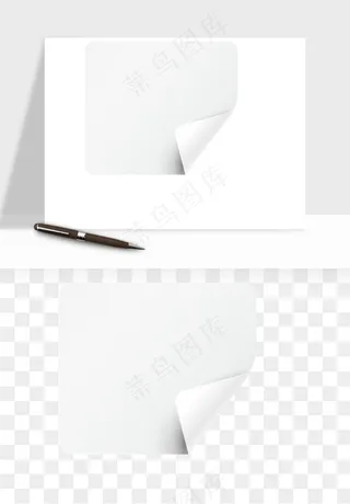 白纸卷边角翻页效果png免抠