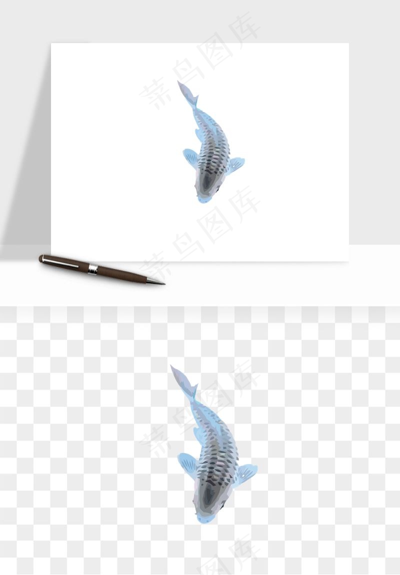 锦鲤鱼手绘水墨png免抠