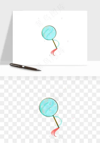 古风扇子元素png免抠