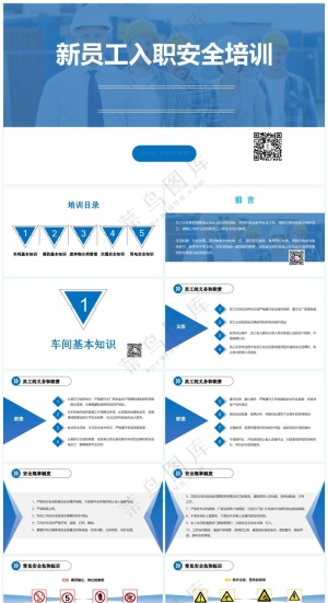 蓝色职场风新员工安全常识培训
