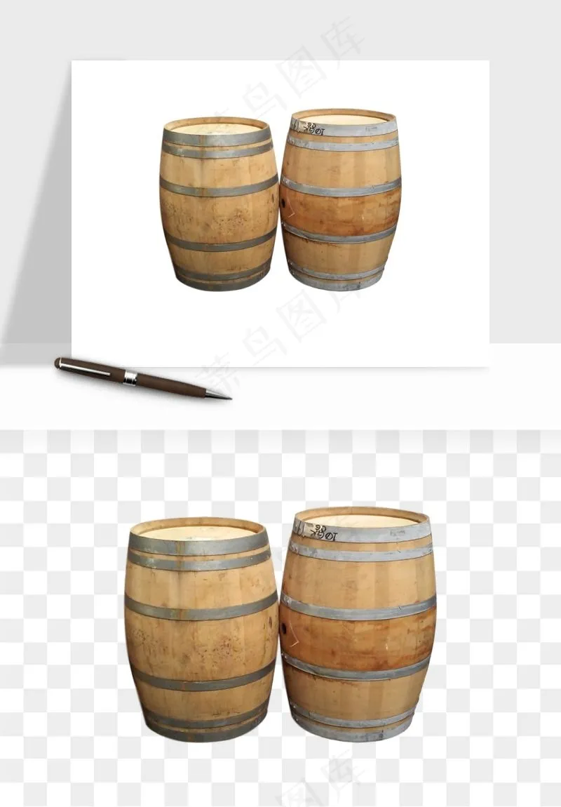 复古木桶酒桶png免抠