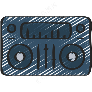 录音机 铅笔手绘图标icon
