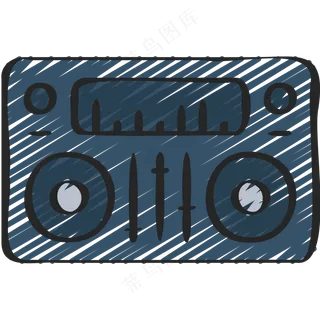 录音机 铅笔手绘图标icon