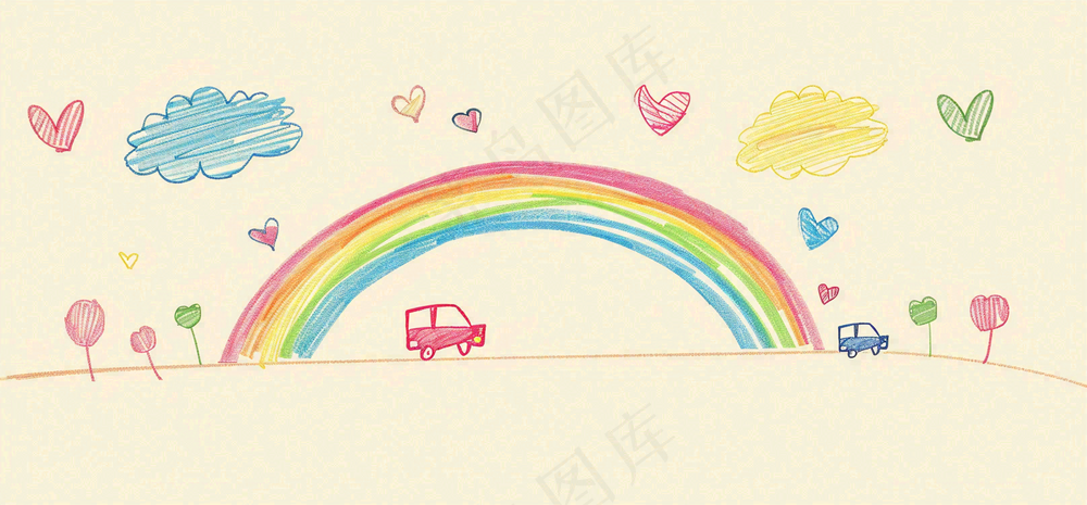 儿童蜡笔画简笔画可爱儿童节卡通插画背景