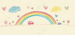 儿童蜡笔画简笔画可爱儿童节卡通插画背景
