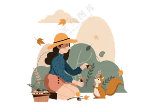 秋天户外活动插画 (2)